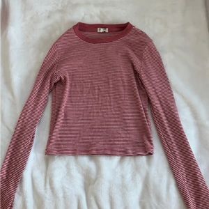 Long sleeve redish and white stripped top!